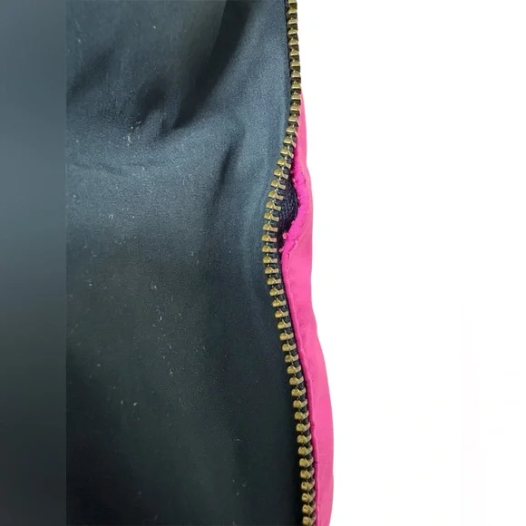 Lilly Pulitzer Hot Pink Large Tote Shoulder Bag Side Zippers Gold Straps Tassels - Picture 7 of 8